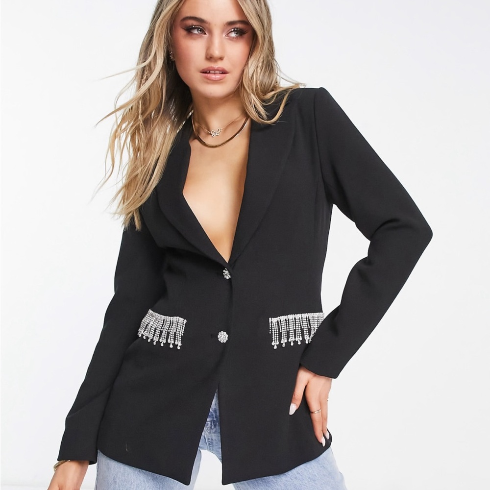 Black coat with rhinestones